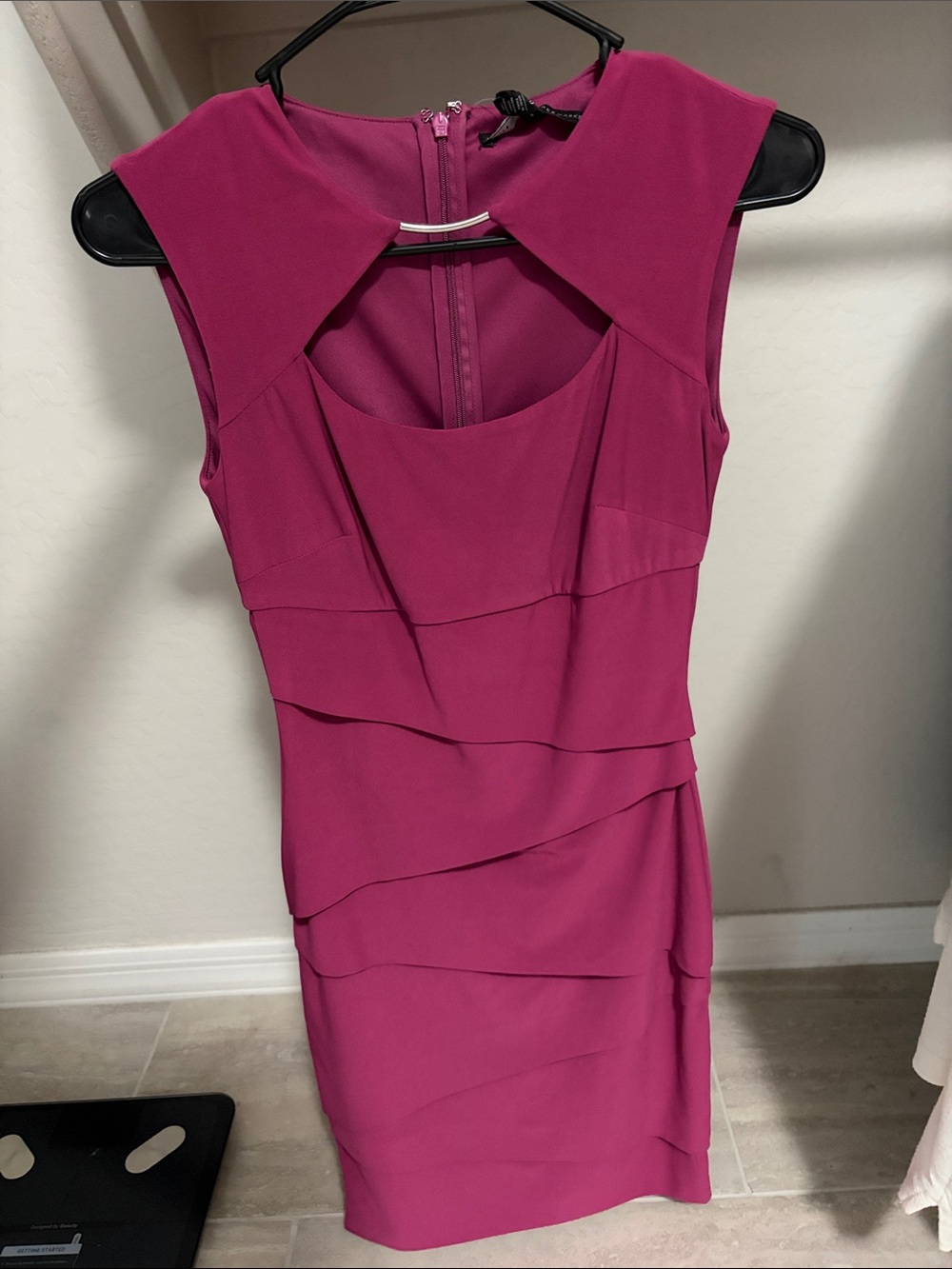 White House Black Market Magenta Layered Sheath Dress - Sleeveless